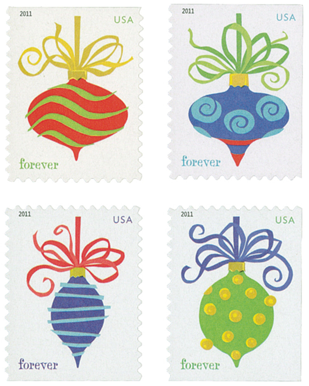 Holiday Baubles Forever First Class Postage Stamps