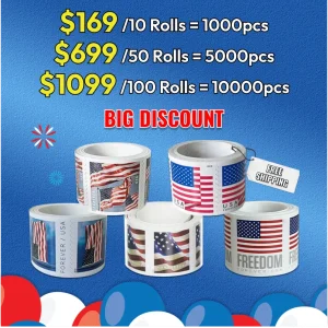 Highly Recommended: $149 for 10 Rolls(1000pcs) - 2017/2018/2019/2022 Flag